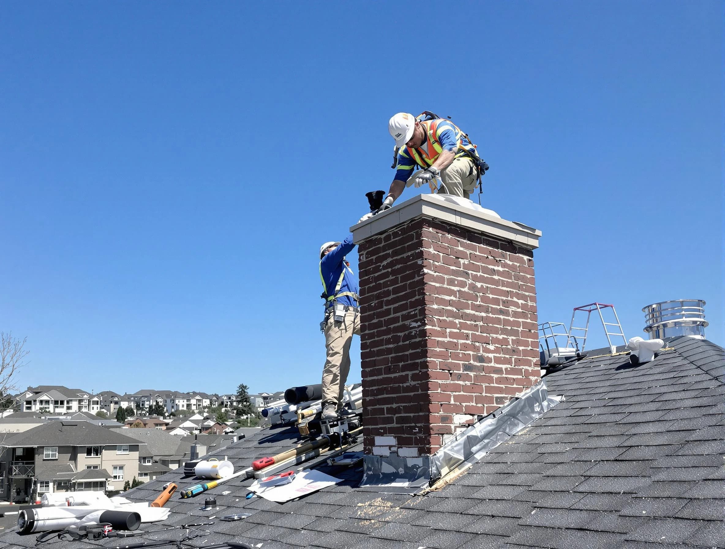 Casa Grande Chimney Sweep repairing a chimney crown in Casa Grande, AZ
