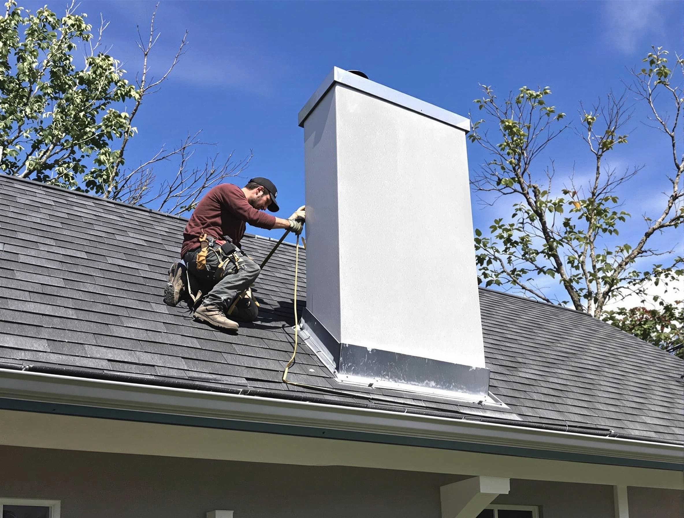 Casa Grande Chimney Sweep team member finishing chimney construction in Casa Grande, AZ