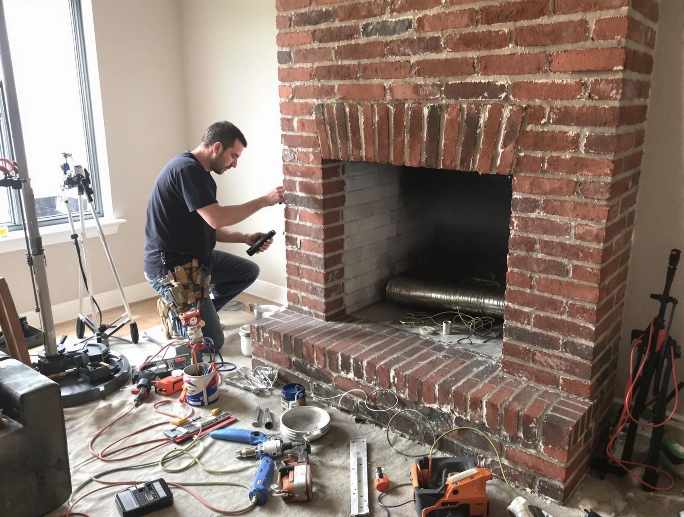 Casa Grande Chimney Sweep specialist finalizing chimney liner service in Casa Grande, AZ
