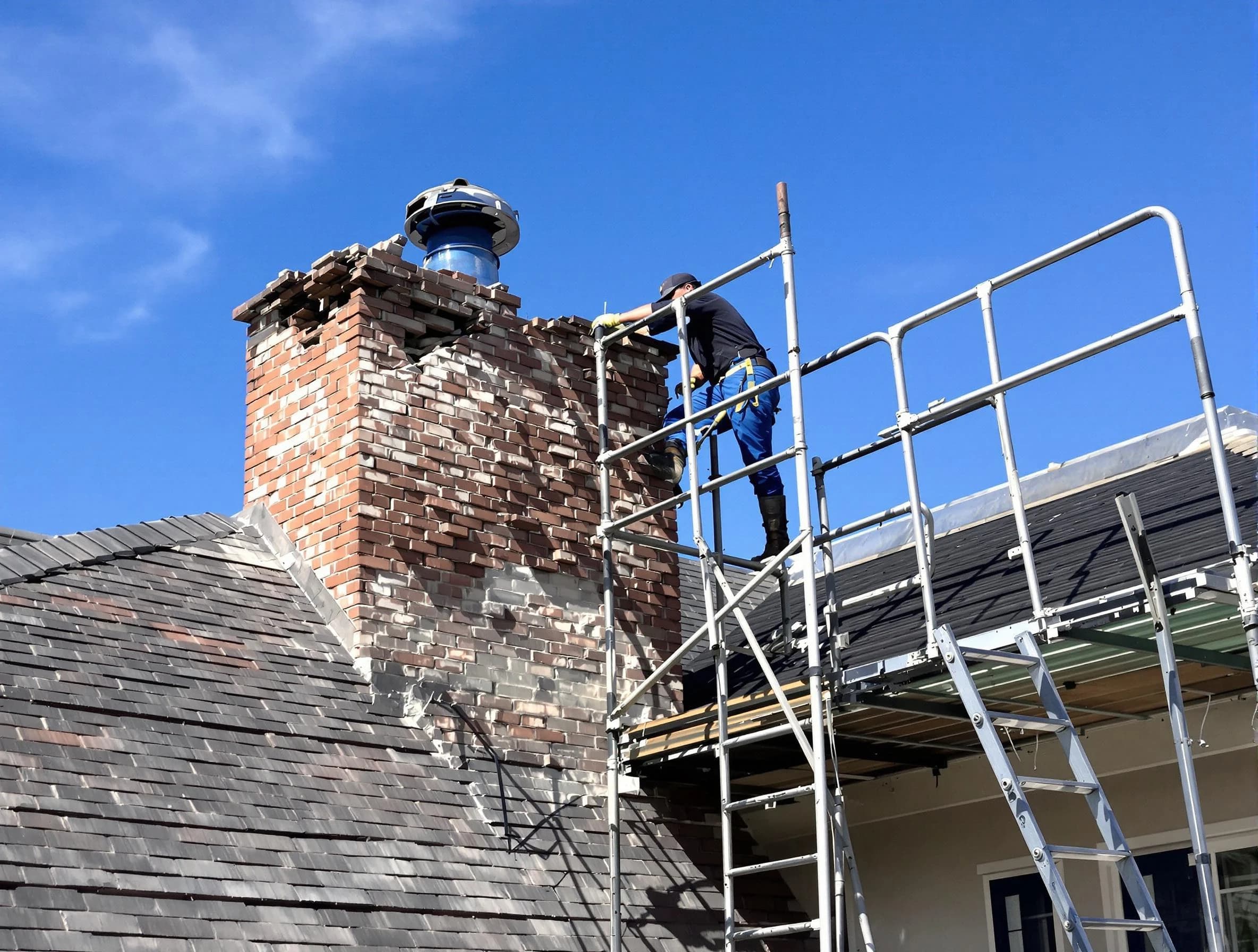 Rebuilding a chimney structure by Casa Grande Chimney Sweep in Casa Grande, AZ