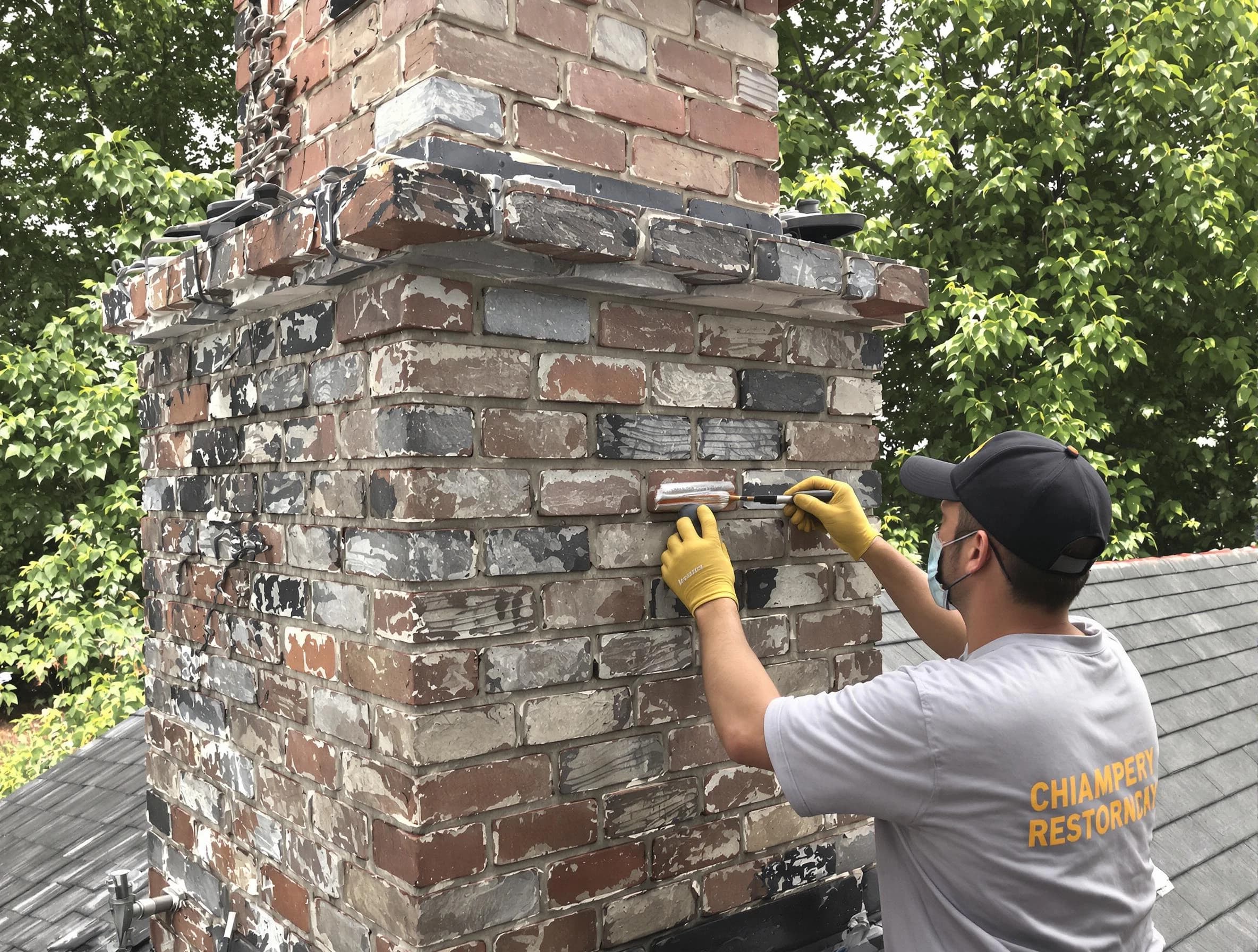 In-progress chimney restoration by Casa Grande Chimney Sweep in Casa Grande, AZ