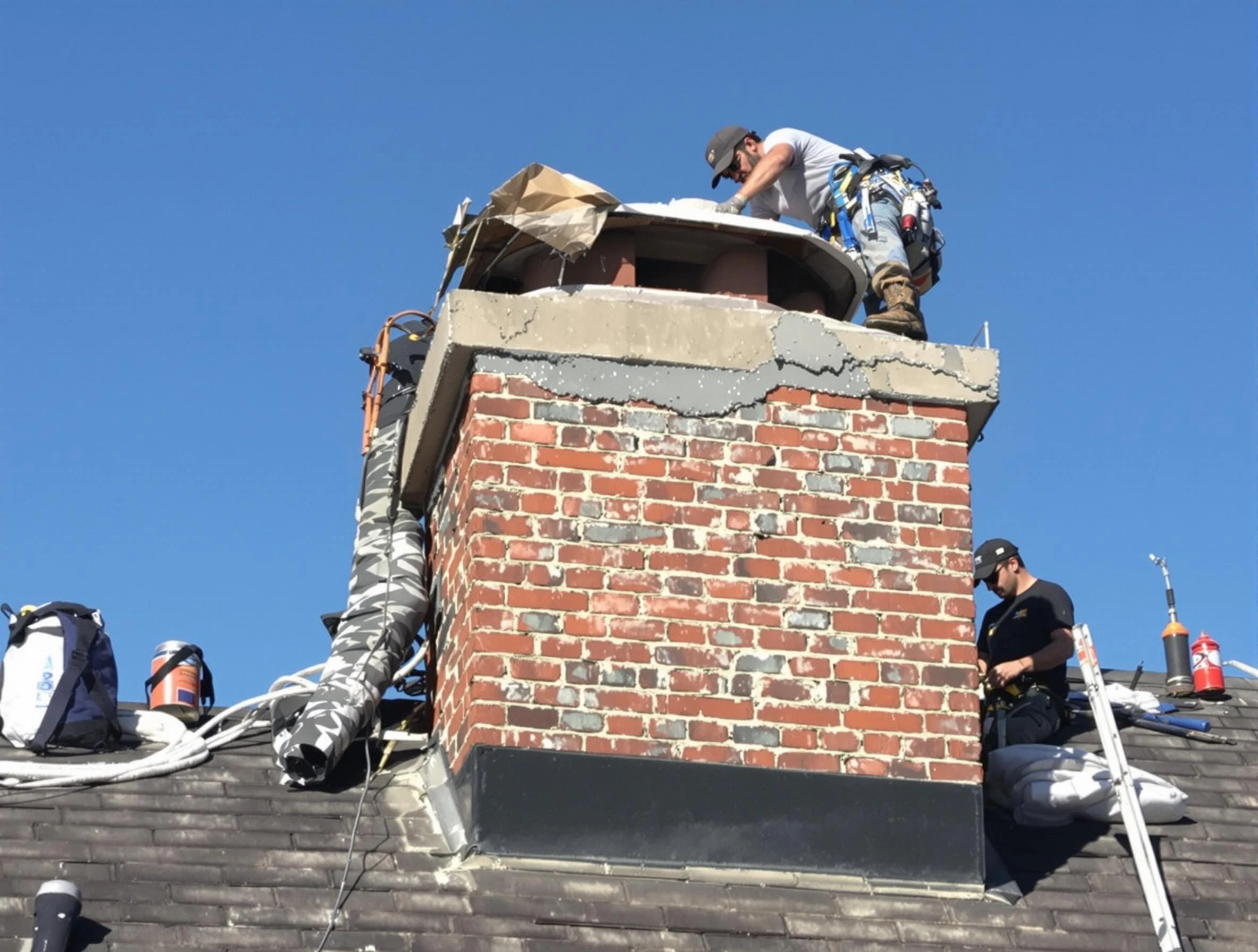 Casa Grande Chimney Sweep installing a custom chimney crown in Casa Grande, AZ